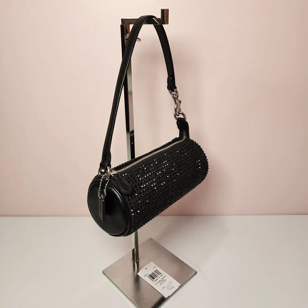 NWT COACH CX208 Nolita Barrel Crystal Bag Black Crystal Fabric